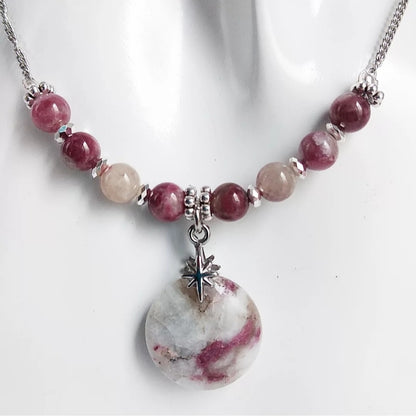 Collier en pierre naturelle - Tourmaline Rose (Rubellite)