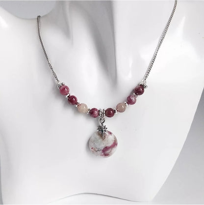 Collier en pierre naturelle - Tourmaline Rose (Rubellite)