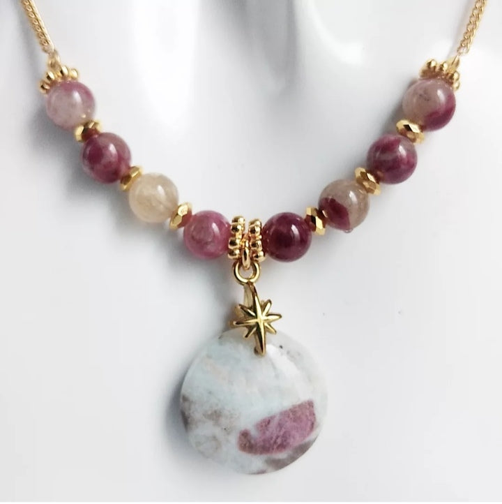 Collier en pierre naturelle - Tourmaline Rose (Rubellite)