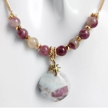 Collier en pierre naturelle - Tourmaline Rose (Rubellite)