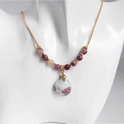 Collier en pierre naturelle - Tourmaline Rose (Rubellite)
