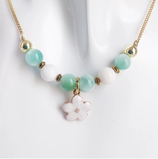 Collier en pierre naturelle - Garniérite - Nacre
