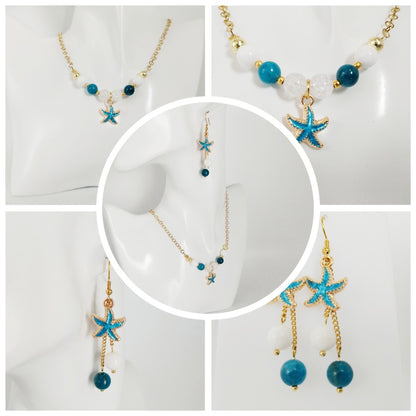 Boucles d'oreilles en pierres naturelles - Apatite AAA - Nacre