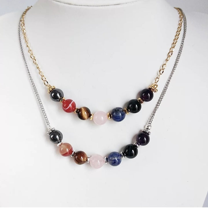 Retrouvez l'harmonie intérieure avec ce collier 7 chakras en pierres naturelles . Chaque perle est soigneusement choisie pour rééquilibrer vos énergies et favoriser le bien-être, la confiance et la sérénité au quotidien.