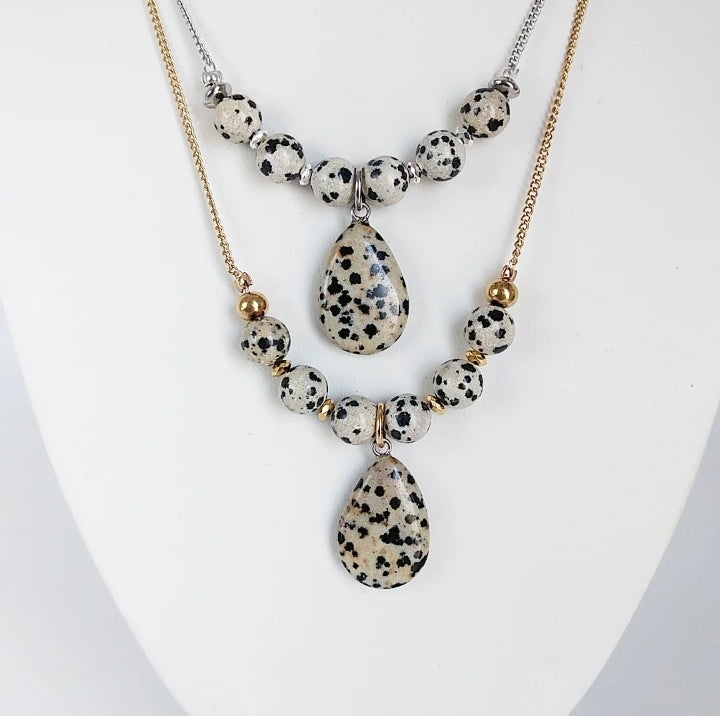 Collier en pierre naturelle - Jaspe Dalmatien