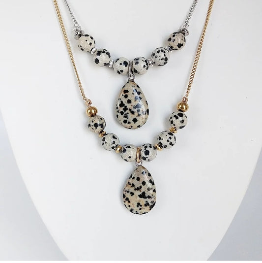 Collier en pierre naturelle - Jaspe Dalmatien