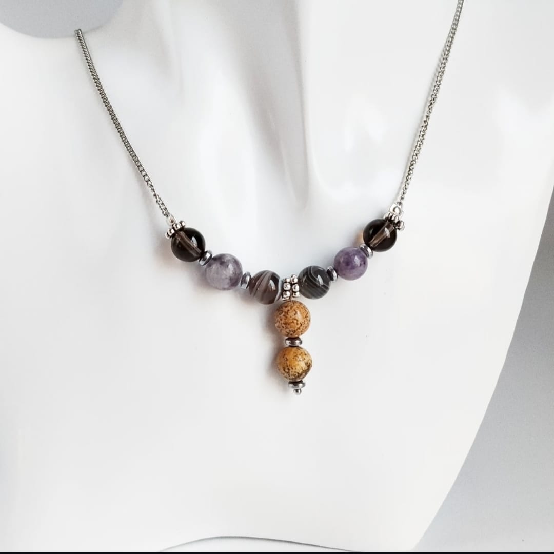 Collier en pierre naturelle - anti-tabac Femme