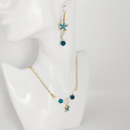 Boucles d'oreilles en pierres naturelles - Apatite AAA - Nacre