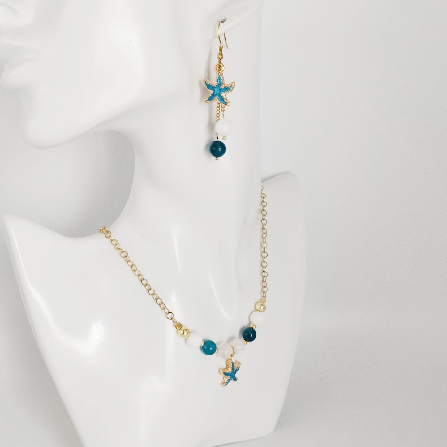 Collier en pierre naturelle - Apatite AAA - Nacre - Cristal de roche