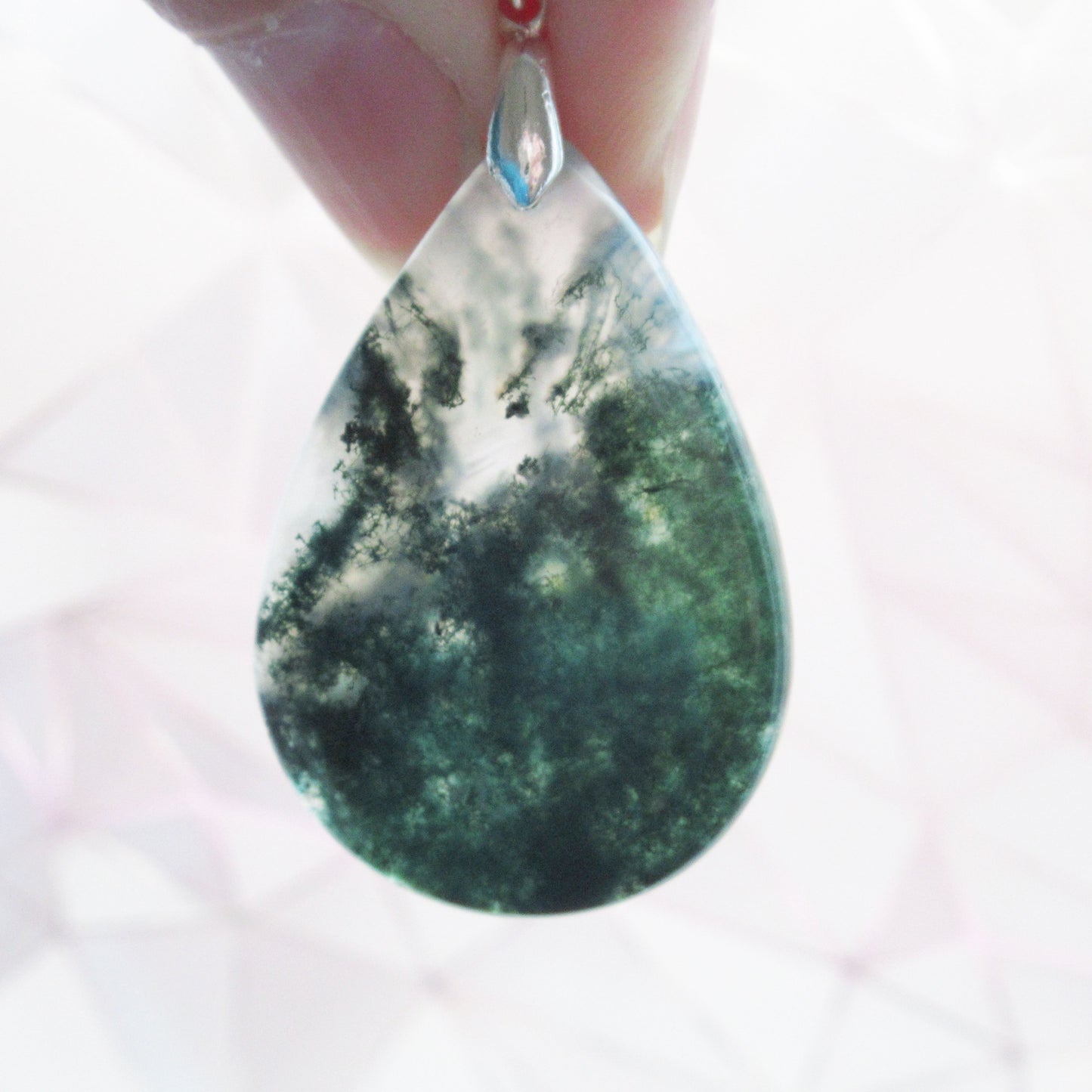 Pendentif Agate Mousse - Energie et Harmonie