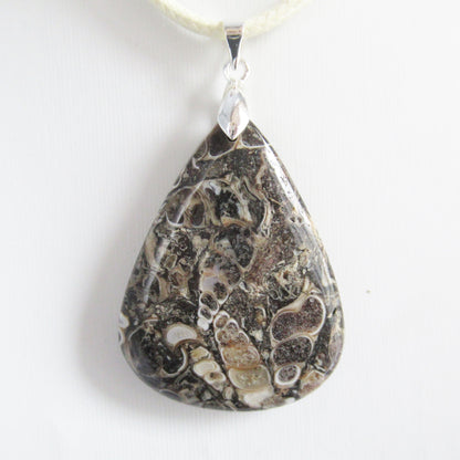 Pendentif Agate Turitelle ou Agate Fossile en pierre naturelle