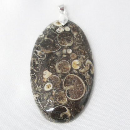 Pendentif Agate Turitelle ou Agate Fossile en pierre naturelle