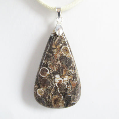 Pendentif Agate Turitelle ou Agate Fossile en pierre naturelle