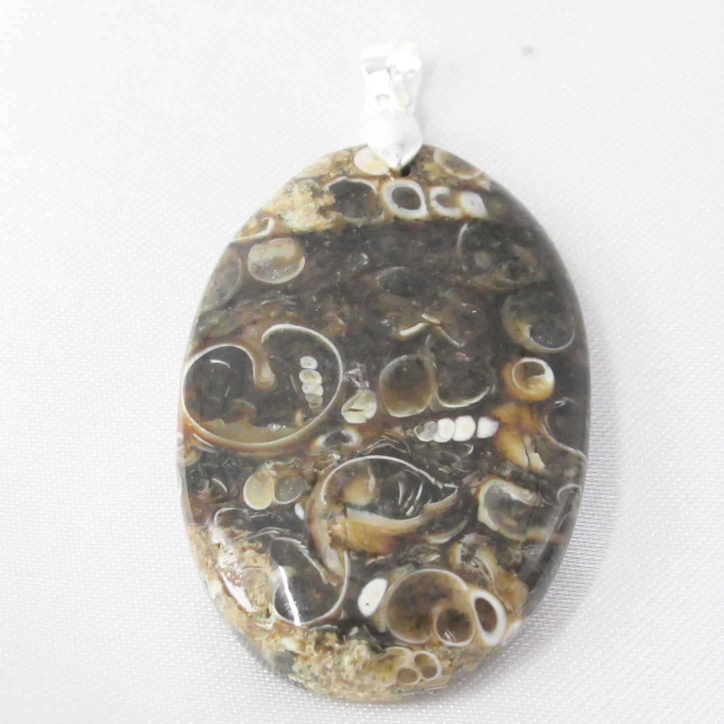 Pendentif Agate Turitelle ou Agate Fossile en pierre naturelle