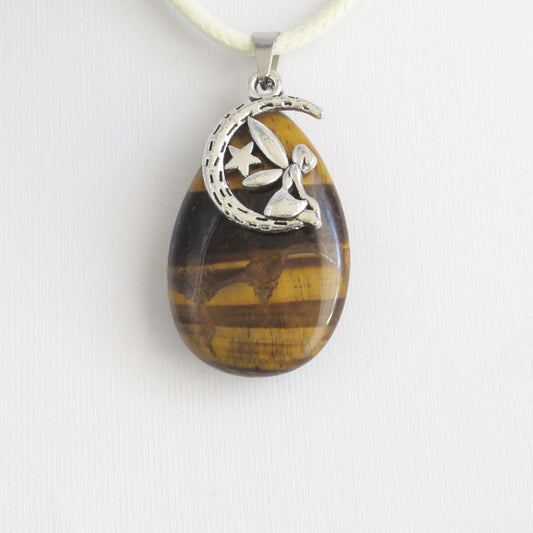 Pendentif en pierre naturelle - Goutte - Fée - Aventurine Verte - Quartz Rose - Jaspe Paysage - Sodalite - Oeil de Tigre - Labradorite - Agate Mousse