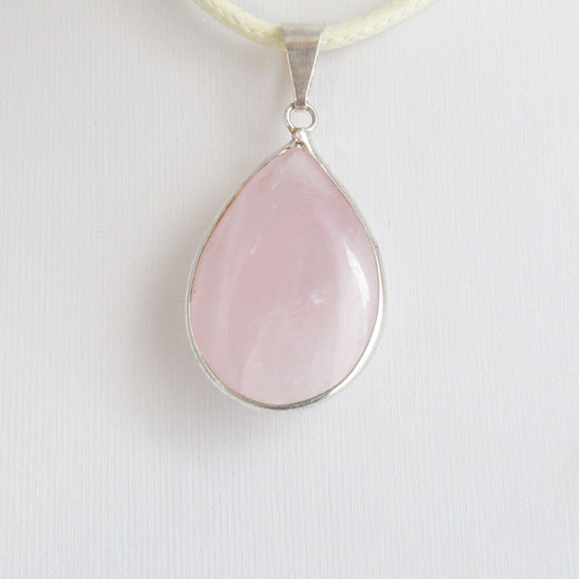 Pendentif Forme Goutte Quartz Rose