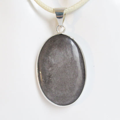 Pendentif Obsidienne argentée