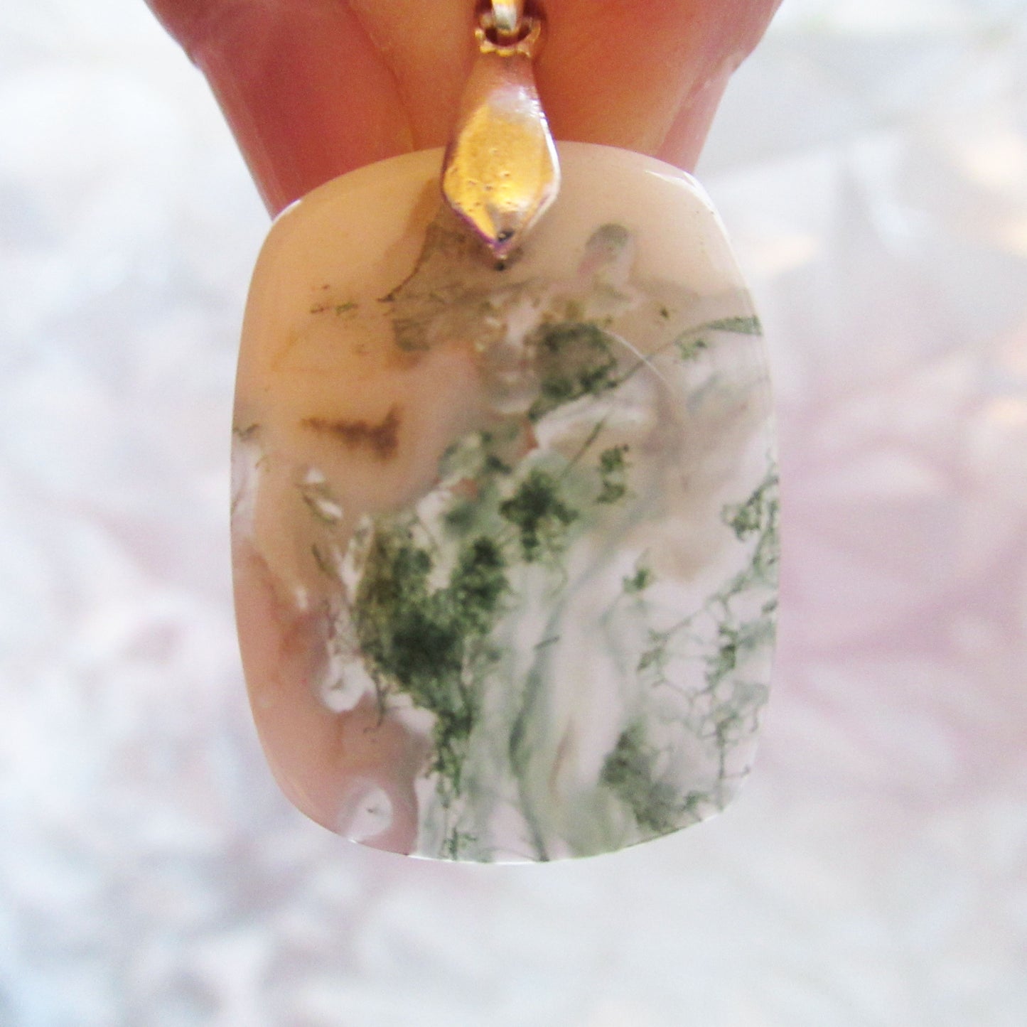 Pendentif Agate Mousse - Energie et Harmonie