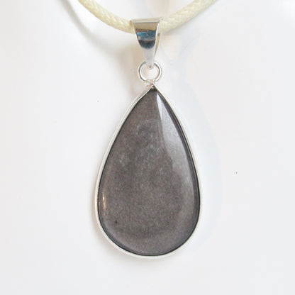 Pendentif Obsidienne argentée