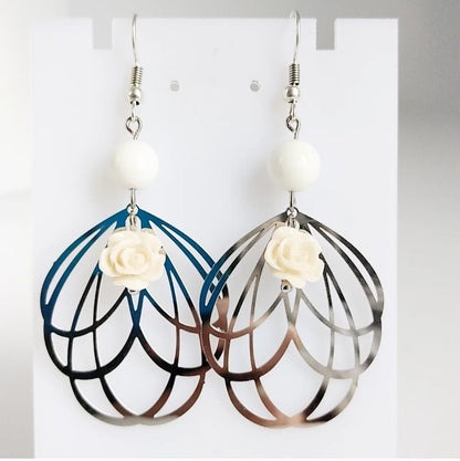 Boucles d'oreilles en pierres naturelles - Nacre blanche