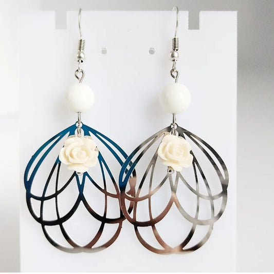 Boucles d'oreilles en pierres naturelles - Nacre blanche