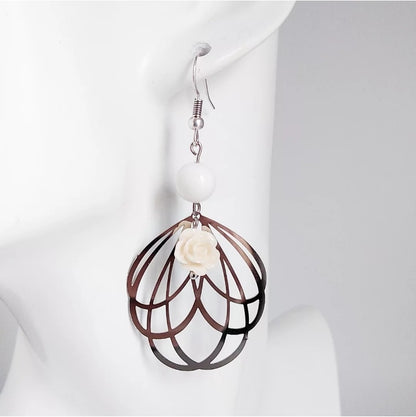 Boucles d'oreilles en pierres naturelles - Nacre blanche