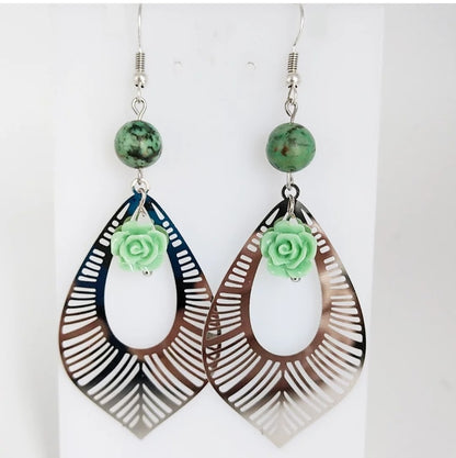 Boucles d'oreilles en pierres naturelles - Turquoise Africaine