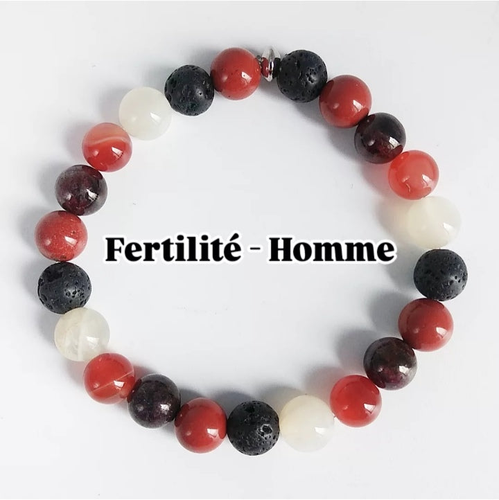 Bracelet lithothérapie fertilité Femme/Homme en pierres naturelles