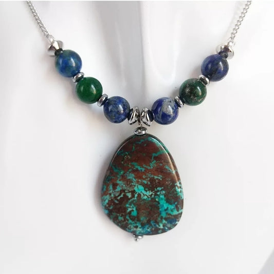 Collier Azurite Malachite - Lapis Lazuli en pierres naturelles