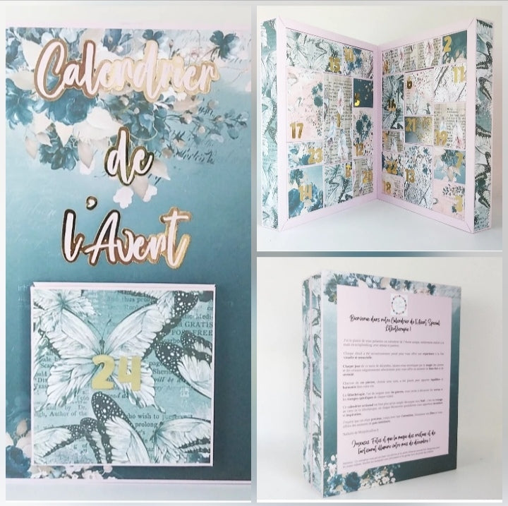 Calendrier de l'avent pierres naturelles original en scrapbooking 2025 - Lithothérapie - idée cadeau femme - Édition limitée