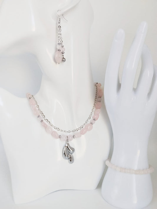 Parure en pierre naturelle - Quartz Rose