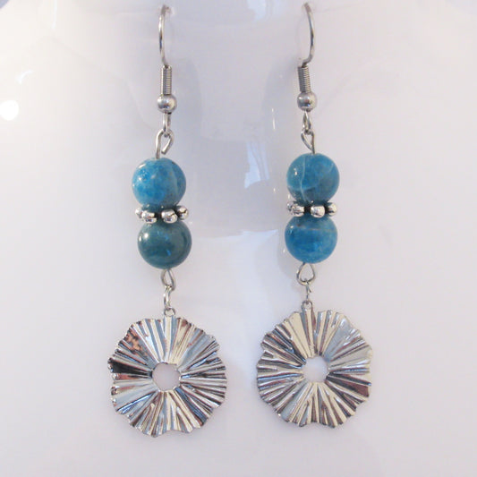 Boucles d'Oreilles - Apatite - Rond ciselé