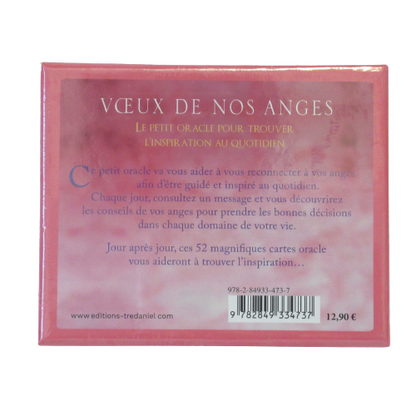 Monjolicaillou.fr - ORACLE - Voeux de Nos Anges  https://monjolicaillou.fr/products/oralce-voeux-de-nos-anges  Debbie Malone Le Petit Oracle pour trouver l'inspiration au quotidien. Ce petit oracle va vous aider à vous reconnecter à vos anges afin d'être guidé et inspiré au quotidien. Chaque jour, consultez un message et vous découvrirez les conseils de vos anges pour prendre les bonnes